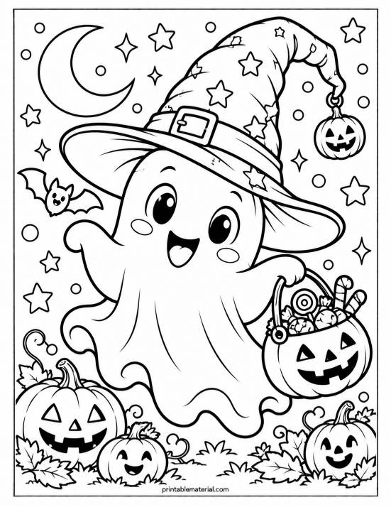 05.Cheerful Ghost’s Halloween Coloring
