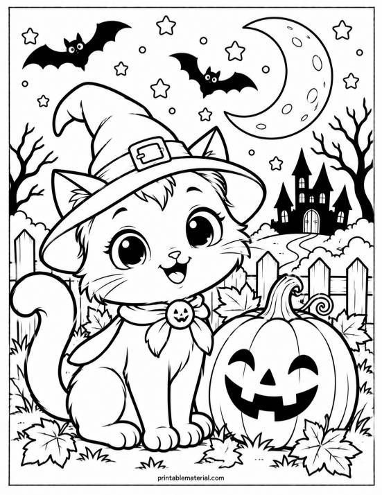 05.Halloween Cat and Pumpkin Night