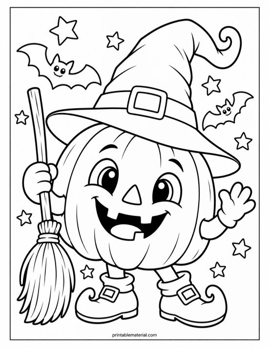 Cute Halloween Pumpkin Coloring Page
