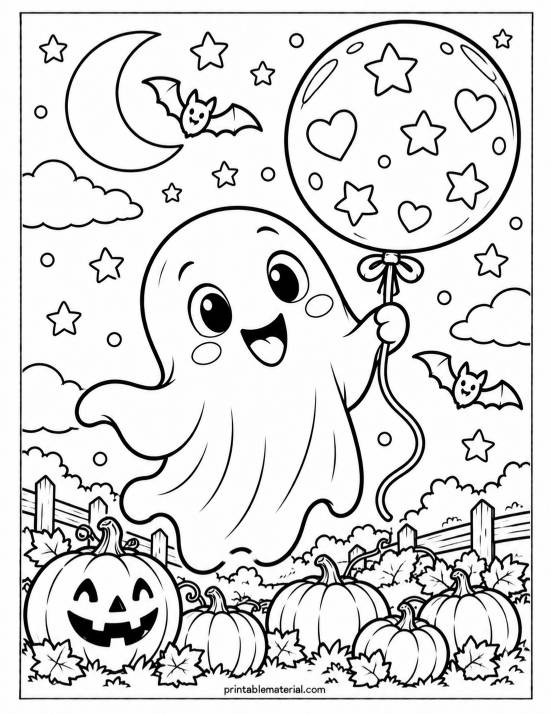 07.Cute Ghost in a Pumpkin Patch