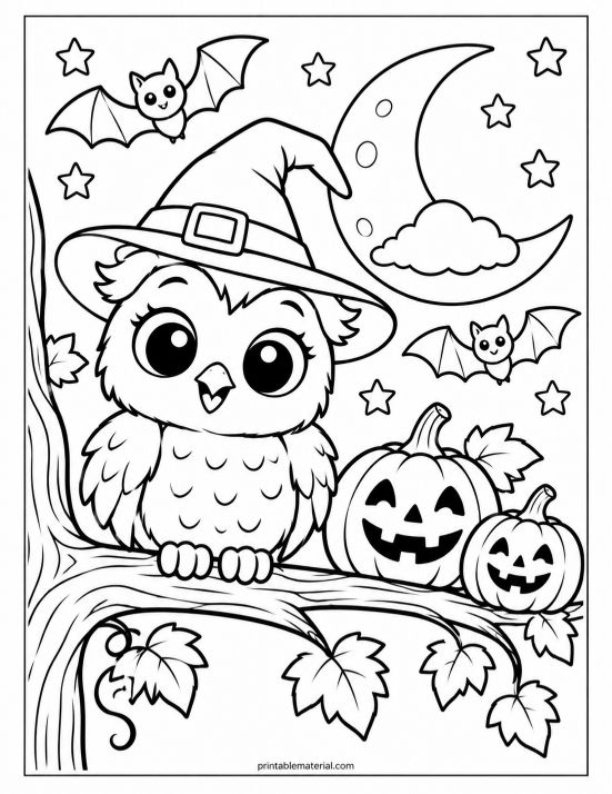 Halloween Owl Coloring Page
