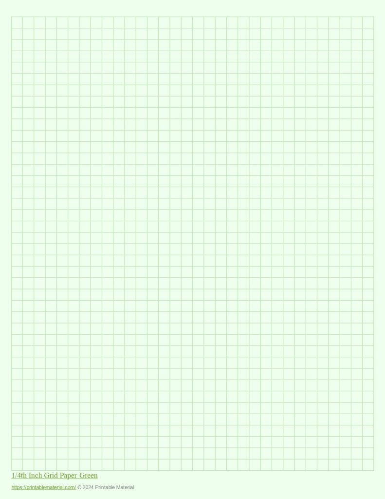 1/4th Inch Grid Paper Green Printable