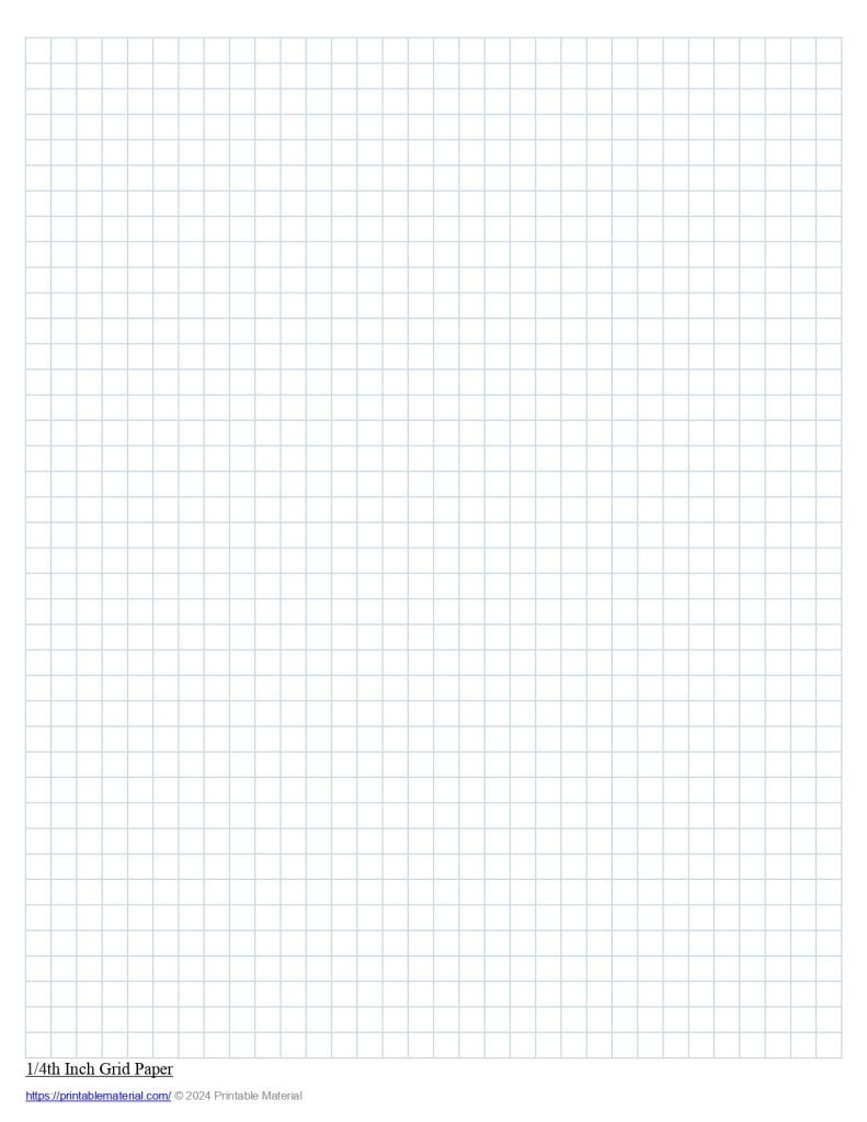 1/4th Inch Grid Paper Printable PDF