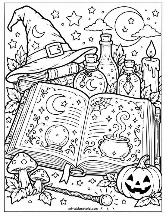 21.Witchy Halloween Spellbook Still Life