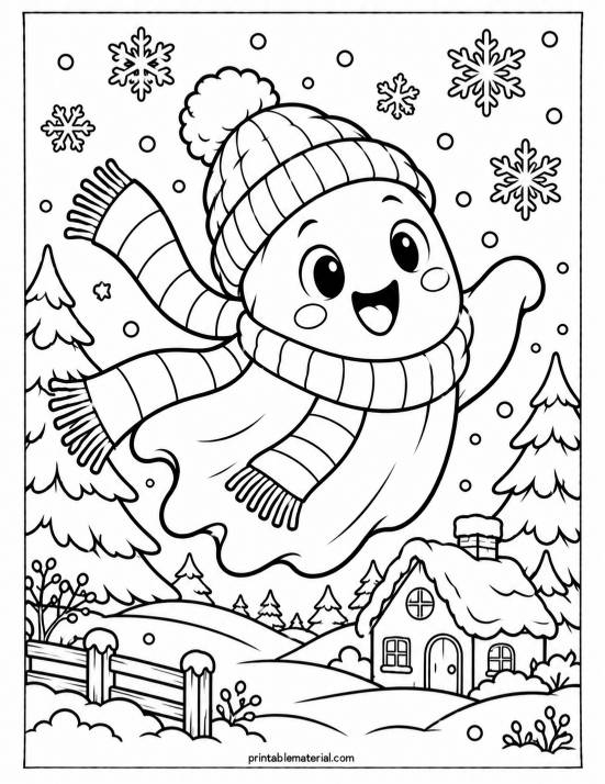 22.Cheerful Ghost in a Snowy Village