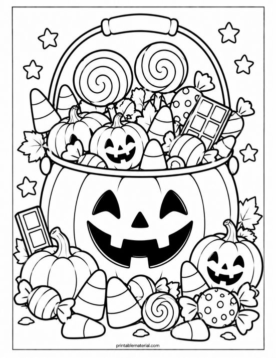 Halloween Candy Bucket Coloring Page