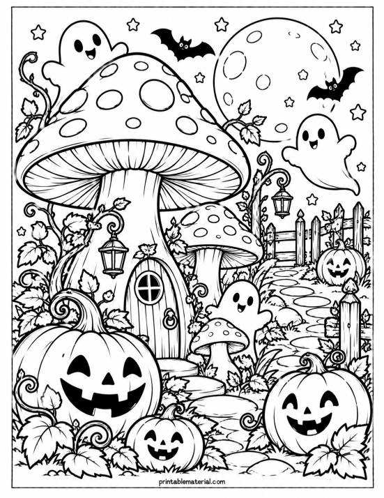 34.Whimsical Mushroom Halloween Garden