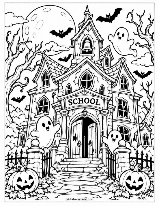 36.Haunted Schoolhouse Under the Full Moon