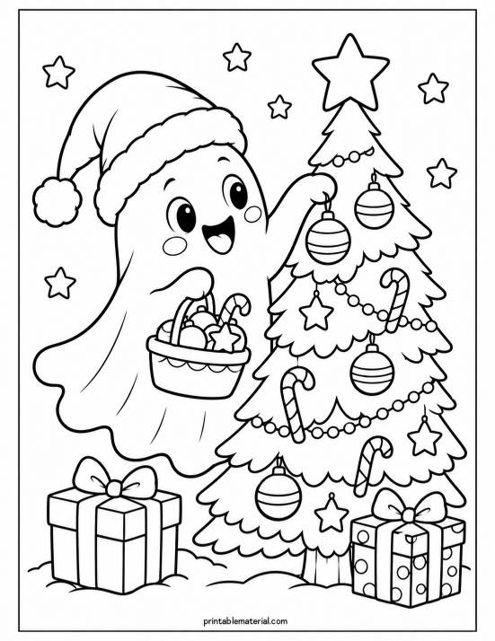 37.Ghost Decorating a Christmas Tree
