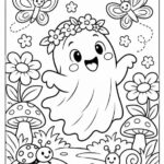 39.Cheerful Ghost Garden Coloring Page