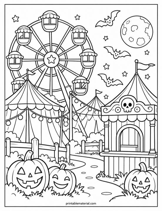 39.Halloween Carnival Coloring Page