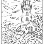 42.Spooky Lighthouse Under a Full Moon