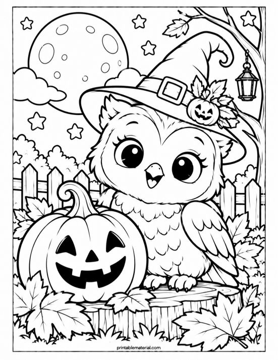 Cute Halloween Owl Coloring Page