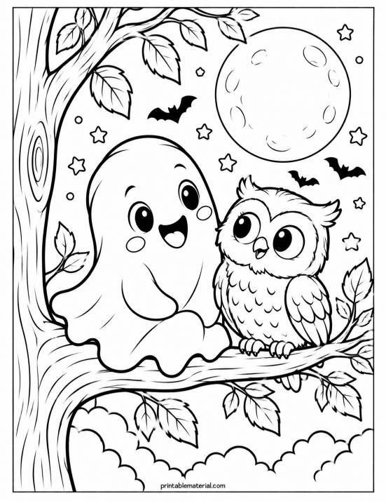 43.Ghost and Owl Under the Moon