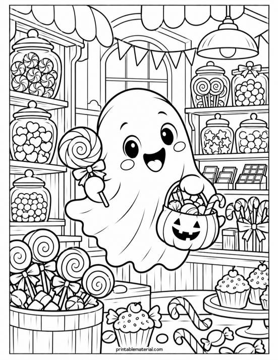 44.Ghostly Candy Shop Coloring