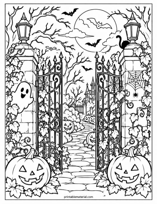 45.Haunted Garden Gate Under the Moon