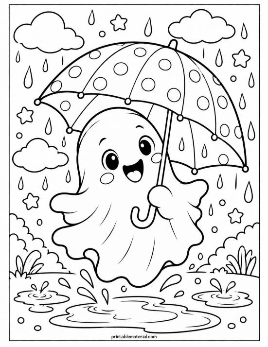 46.Cheerful Ghost Under a Polka-Dot Umbrella
