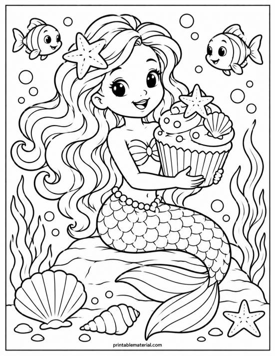 48.Mermaid and Giant Cupcake Underwater