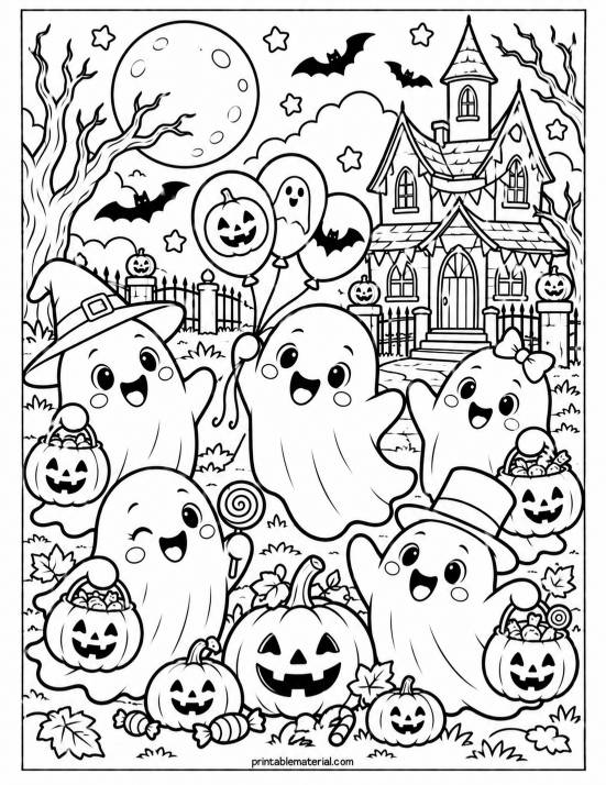 50.Cute Ghosts’ Halloween Party