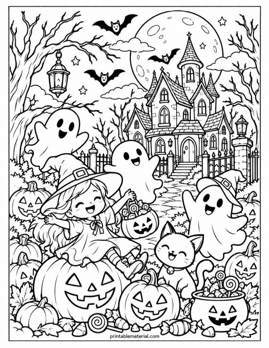 50.Cute Halloween Haunted House Celebration