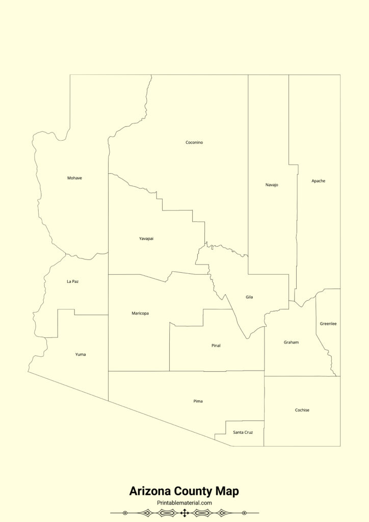 Printable Arizona County Map - Blank Arizona Map