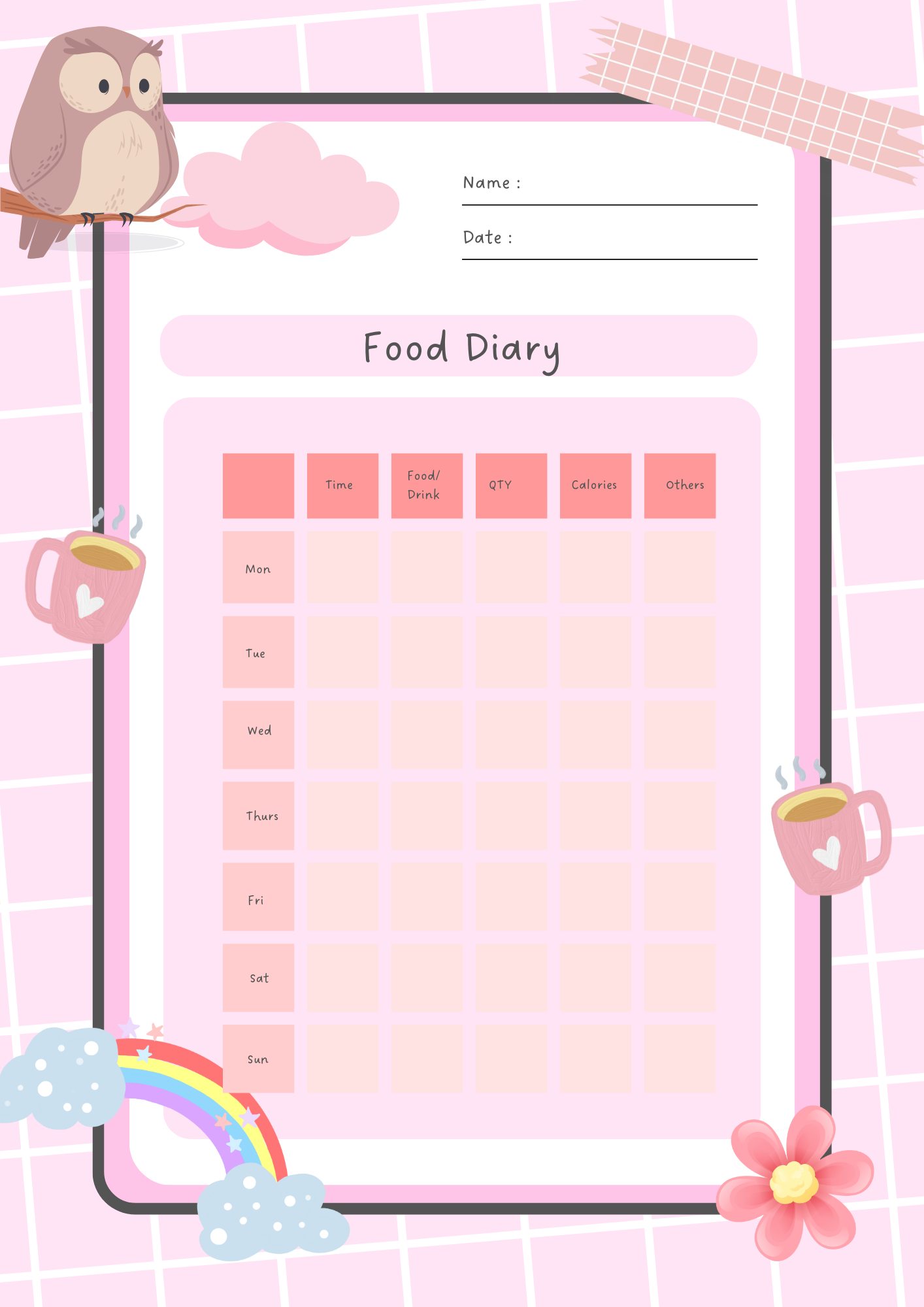 Food Diary Templates