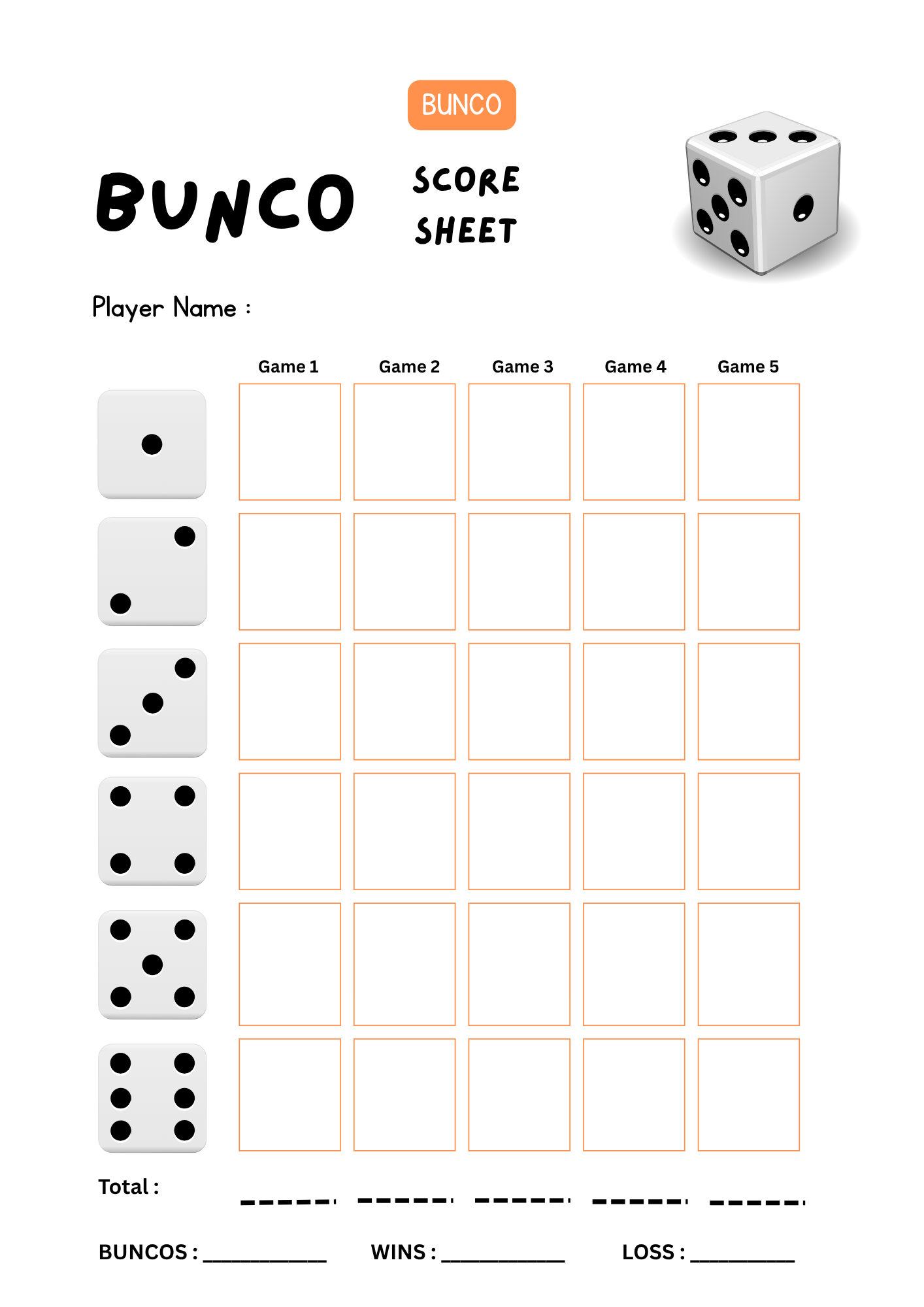 Free Bunco Score Sheets