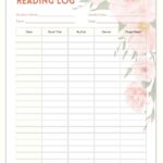 January Readıng log Template Floral