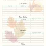 Potluck Sign Up Sheet Template