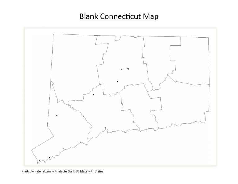 Blank US Maps With States 50 Printable PDF Blank Connecticut Map 768x593 